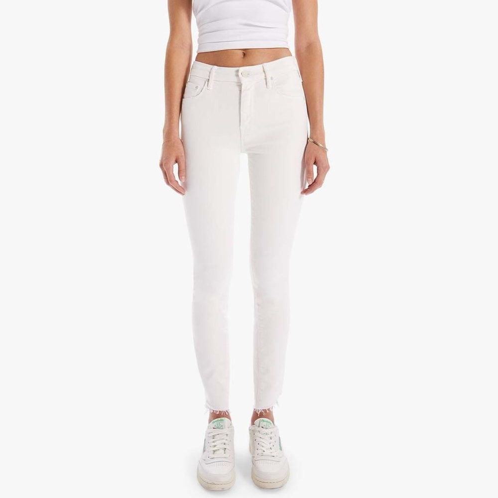 Mother Denim The Looker Ankle Step Fray in Cream Puffs size 26